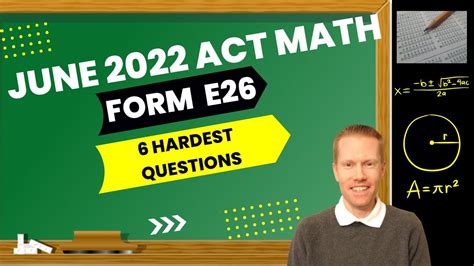 This link is to another video working ACT 76 C (April 2021). . 2022 june act form e26 answers math